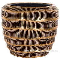 Кашпо Nobilis Marco "Hills Gold Round" (полистоун), D39xH33 см, с тех.горшком - фото 1