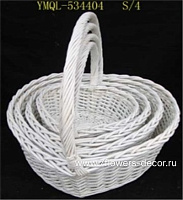 Корзина плетеная (ива), 24x24xH10/23 см - 41x41xH14/36 см, набор (4 шт) - фото 1