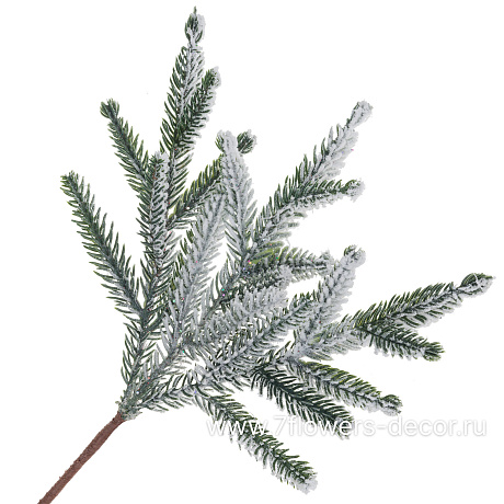 Ветка искусственная еловая заснеженная (пластик), H30 см - фото 1