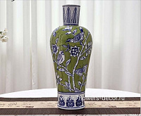 Ваза "Шинуазри Весенний зеленый" (керамика), D16xH42 см - фото 1