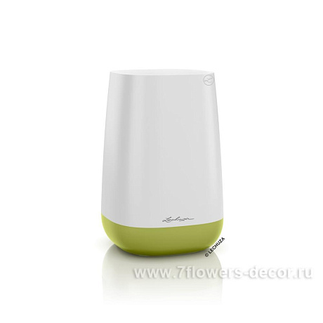 Ваза (пластик) Lechuza Yula Flower (white/green semi-gloss), 14x14x21см