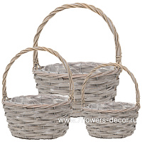 Корзина плетеная "Кант" (ива), D35xH14/36 см - D22xH11/28 см, набор (3 шт) - фото 1