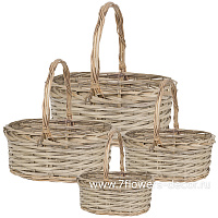 Корзина плетеная (ива), 55x44xH20/53 см - 34x25xH15/36 см, набор (4 шт) - фото 1