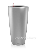 Кашпо Lechuza "Rondo Complete silver metallic" (пластик), D40xH75 см - фото 1
