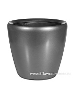 Кашпо Lechuza "Classico LS Complete charcoal metallic" (пластик), D21xH20 см - фото 1