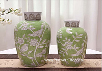 Ваза "Шинуазри Весенний зеленый" (керамика), D16xH29 см - фото 1