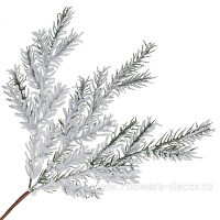 Ветка искусственная еловая заснеженная (пластик), H35 см - фото 1