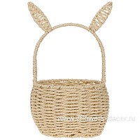 Корзина плетеная (бумага), D18xH27/35 см, с ушками - фото 1