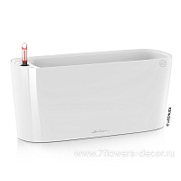 Кашпо Lechuza "Delta Complete white high gloss" (пластик), 40x15xH18 см - фото 1