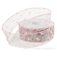 Лента органза "Цветы", 40 ммx10 ярд - фото 1