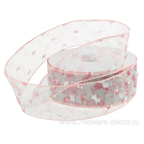 Лента органза Цветы, 40 ммx10 ярд - фото 1