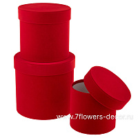 Коробка шляпная (бархат), D18xH17 см - D13xH12 см, набор (3 шт) - фото 1