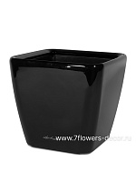 Кашпо Lechuza "Quadro LS Complete black high gloss" (пластик), 28x28xH26 см - фото 1