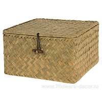 Корзина плетеная (водоросли, металл), 20x20xH12 см, с крышкой - фото 1