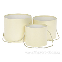 Коробка шляпная, D20xH17 см, D17,5xH15 см, D14xH13 см, набор (3 шт), без крышки, с ручкой - фото 1