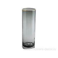 Ваза "Трубка 100" (стекло), D10хH25 см, с золотым ободком - фото 1