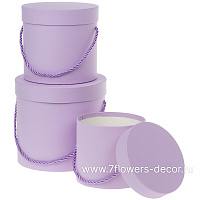 Коробка шляпная, D18,5xH17 см, D16xH15 см, D12xH12 см, набор (3 шт), с крышкой, с ручкой - фото 1