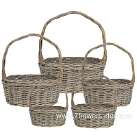 Корзина плетеная (ива), D52xH21/55 см - D23xH12/34 см, набор (5 шт) - фото 1