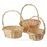 Корзина плетеная (ива), D32xH13/36 см - D22xH10/28 см, набор (3 шт) - фото 1