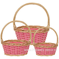 Корзина плетеная "Кант" (ива), D33xH14/37 см - D22xH11/26 см, набор (3 шт) - фото 1