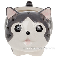 Кашпо "Кот" (керамика), 14xH8 см - фото 1