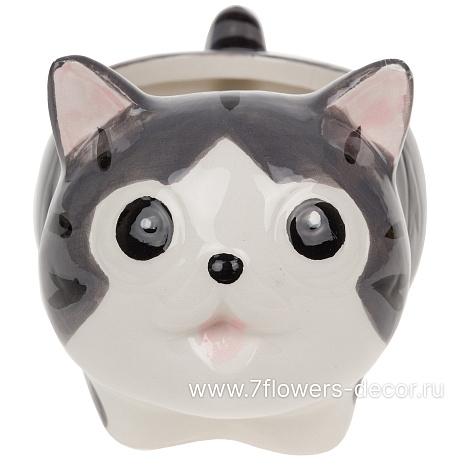 Кашпо Кот (керамика), 14xH8 см - фото 1