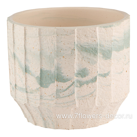 Кашпо Marble (керамика), D12xH10 см Белый- - фото 1