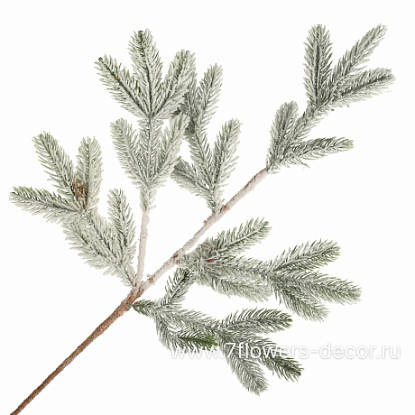 Ветка искусственная еловая заснеженная (пластик), H70 см - фото 1