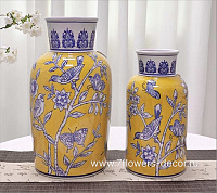 Ваза "Шинуазри Канареечный" (керамика), D14,5xH27,5 см - фото 1