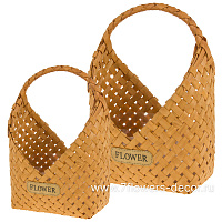 Корзина плетеная (дерево), 21x10xH26/35,5 см, 16x7,5xH20/28 см, набор (2 шт) - фото 1