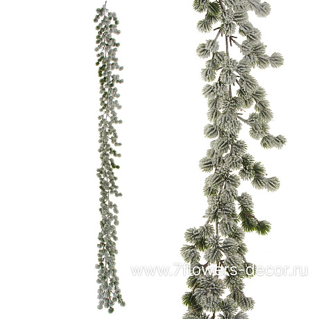 Гирлянда искусственная еловая заснеженная (пластик), 190 см - фото 1