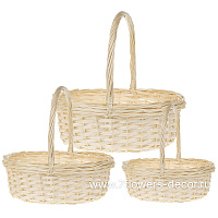 Корзина плетеная (ива), 43x37xH17/40 см - 32x24xH12/30 см, набор (3 шт) - фото 1