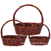 Корзина плетеная (ива), 38x30xH13/35 см - 28x20xH9/25 см, набор (3 шт) - фото 1