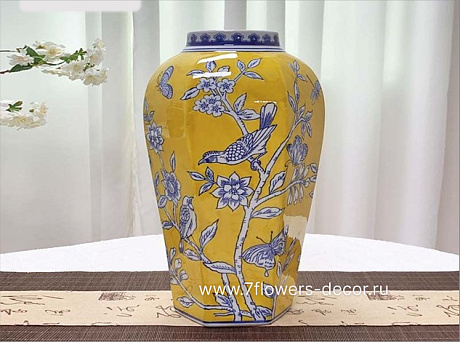 Ваза Шинуазри Канареечный (керамика), D20xH37 см - фото 1