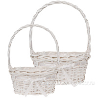 Корзина плетеная (ива), D27xH18/40 см, D32x22H15/44 см, набор (2 шт) - фото 1