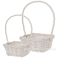 Корзина плетеная (ива), 23x23xH11/40 см, 19x19xH10/36 см, набор (2 шт) - фото 1