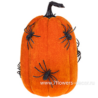 Фигура "Тыква с пауками" (бархат), D20xH29 см - фото 1