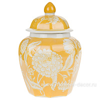 Ваза "Шинуазри Канареечный" (керамика), D17xH25 см, с крышкой - фото 1