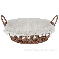 Корзина плетеная (бумага, ткань), D24xH8 см - фото 1