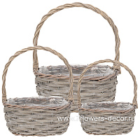 Корзина плетеная "Кант" (ива), 33x26xH13/35 см - 23x17xH11/28 см, набор (3 шт) - фото 1