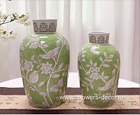 Ваза "Шинуазри Весенний зеленый" (керамика), D18xH33,5 см - фото 1