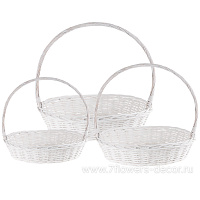 Корзина плетеная (ива), D58xH14/53 см - D45xH11/43 см, набор (3 шт) - фото 1