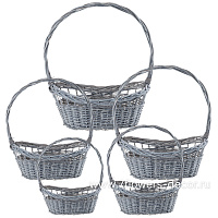 Корзина плетеная (ива), 64x44xH19/67 см - 33x18xH10/43 см, набор (5 шт) - фото 1