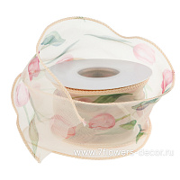 Лента органза "Цветы", 60 ммx10 ярд - фото 1