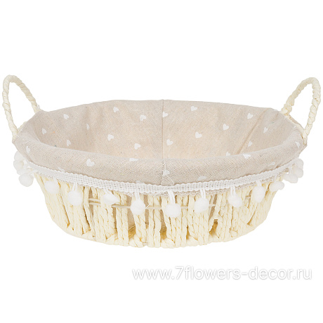 Корзина плетеная (бумага, ткань), D24xH8 см - фото 1
