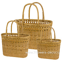 Корзина плетеная (ротанг), 35,5x20xH25/43,5 см - 28x15,5xH21/36 см, набор (3 шт) - фото 1