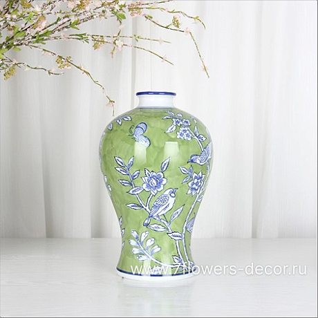 Ваза Шинуазри Весенний зеленый (керамика), D20xH33 см - фото 1