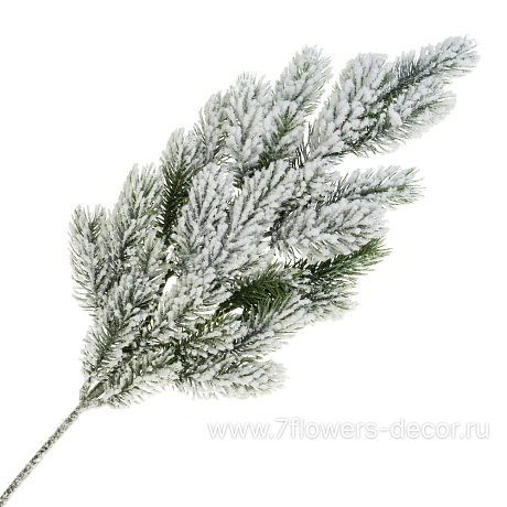 Ветка искусственная еловая заснеженная (пластик), H65 см - фото 1