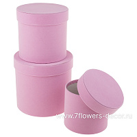 Коробка шляпная (бархат), D18xH17 см - D13xH12 см, набор (3 шт) - фото 1