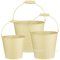 Кашпо "Ведерко" (металл), D16xH14 см - D12,5xH12 см, набор (3 шт) - фото 1